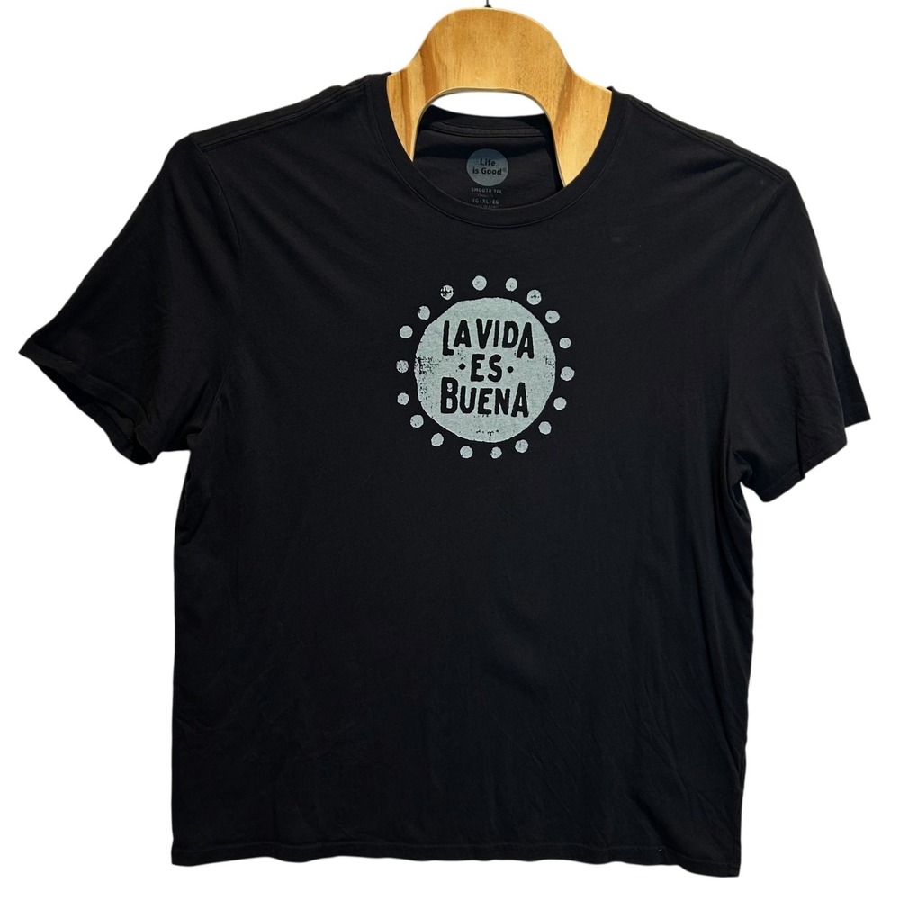 Life Is Good La Vida Es Buena T Shirt Mens‎ XL Black Classic Fit Peru Cotton
